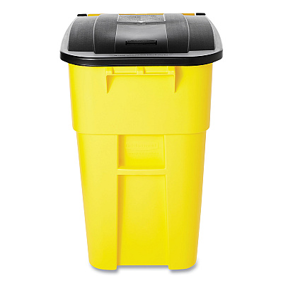 Rubbermaid Commercial Square Brute Rollout Container, 50 gal, Molded Plastic, Yellow (RCP9W27YEL)