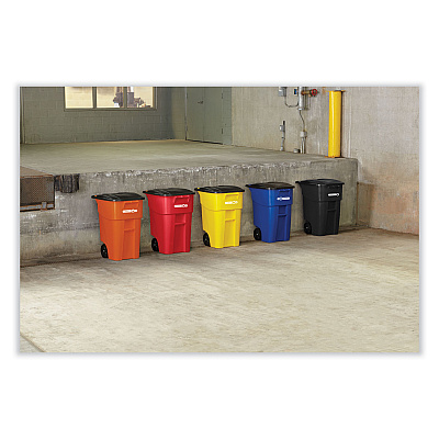 Rubbermaid Commercial Square Brute Rollout Container, 50 gal, Molded Plastic, Blue (RCP9W27BLU)