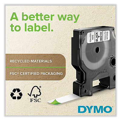 DYMO D1 High-Performance Polyester Removable Label Tape, 0.5" x 23 ft, Black on Green (DYM45019)