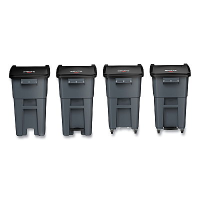 Rubbermaid Commercial Square Brute Rollout Container, 50 gal, Molded Plastic, Gray (RCP9W27GY)