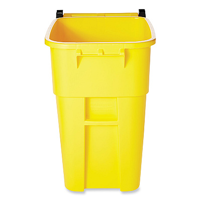 Rubbermaid Commercial Square Brute Rollout Container, 50 gal, Molded Plastic, Yellow (RCP9W27YEL)