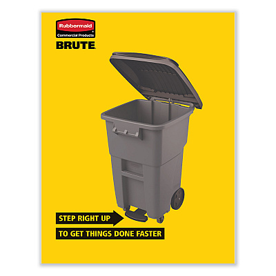 Rubbermaid Commercial Brute Roll-Out Heavy-Duty Container, 65 gal, Polyethylene, Gray (RCP9W21GY)