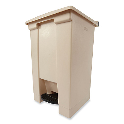 Rubbermaid Commercial Indoor Utility Step-On Waste Container, 12 gal, Plastic, Beige (RCP6144BEI)