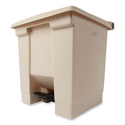 Rubbermaid Commercial Indoor Utility Step-On Waste Container, 8 gal, Plastic, Beige (RCP6143BEI)