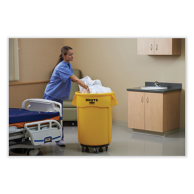 Rubbermaid Commercial Vented Round Brute Container, 44 gal, Plastic, Yellow (RCP264360YEL)