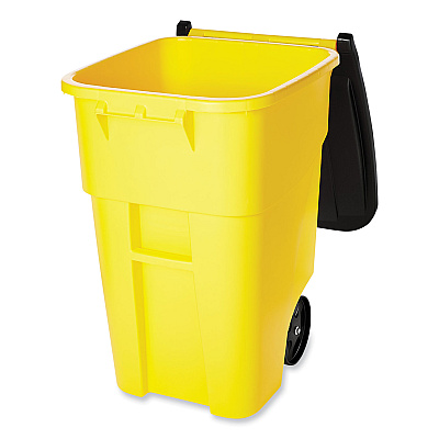 Rubbermaid Commercial Square Brute Rollout Container, 50 gal, Molded Plastic, Yellow (RCP9W27YEL)