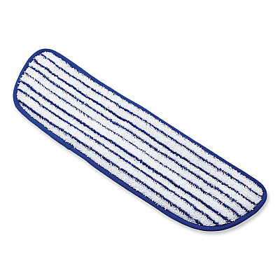 Rubbermaid Commercial Microfiber Finish Pad, 18 x 5.5, Blue/White, 6/Box (RCPQ800WHI)