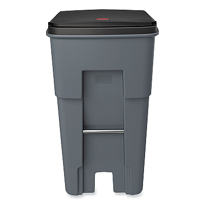 Rubbermaid Commercial Brute Roll-Out Heavy-Duty Container, 65 gal, Polyethylene, Gray (RCP9W21GY)