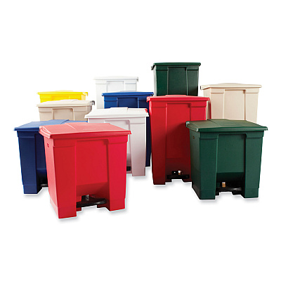 Rubbermaid Commercial Indoor Utility Step-On Waste Container, 8 gal, Plastic, Red (RCP6143RED)
