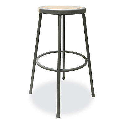 Alera Industrial Metal Shop Stool, Backless, Supports Up to 300 lb, 30" Seat Height, Brown Seat, Gray Base (ALEIS6630G)