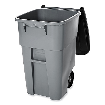 Rubbermaid Commercial Square Brute Rollout Container, 50 gal, Molded Plastic, Gray (RCP9W27GY)