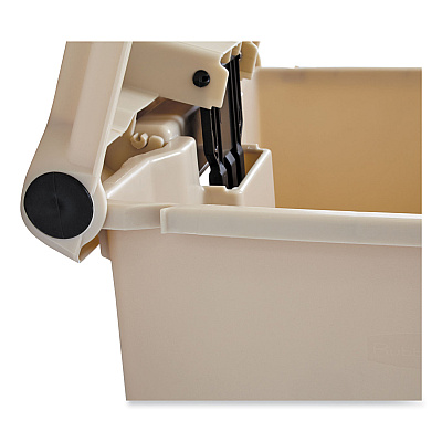 Rubbermaid Commercial Indoor Utility Step-On Waste Container, 12 gal, Plastic, Beige (RCP6144BEI)