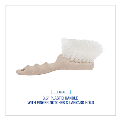 Boardwalk Utility Brush, Cream Nylon Bristles, 5.5" Brush, 3.5" Tan Plastic Handle (BWK4408)