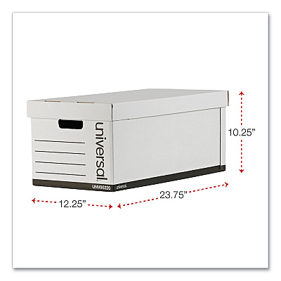Universal Medium-Duty Easy Assembly Storage Box, Letter Files, White, 12/Carton (UNV95220)
