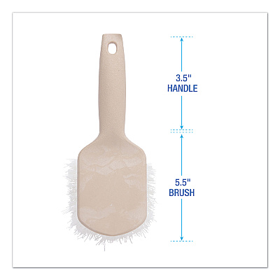 Boardwalk Utility Brush, Cream Nylon Bristles, 5.5" Brush, 3.5" Tan Plastic Handle (BWK4408)