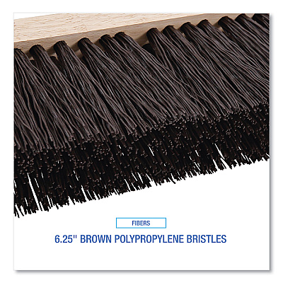 Boardwalk Street Broom Head, 6.25" Brown Polypropylene Bristles, 16" Brush (BWK73160)