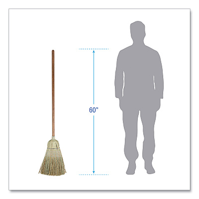 Boardwalk Corn/Fiber Brooms, Corn/Synthetic Fiber Bristles, 60" Overall Length, Gray/Natural, 6/Carton (BWKBR10002)