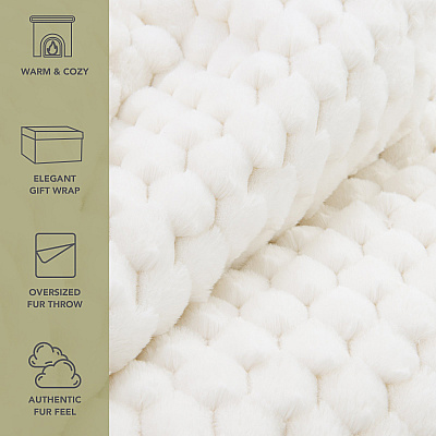 Aston & Arden Cottontail Faux Fur Throw 50x70 Ivory, Case Of 3 (TH-FF-5070-IV)