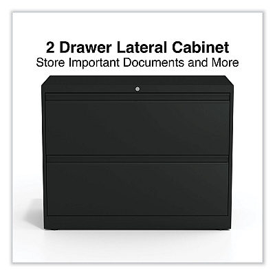 Alera Lateral File, 2 Legal/Letter-Size File Drawers, Black, 36" x 18.63" x 28" (ALEHLF3629BL)