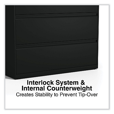 Alera Lateral File, 2 Legal/Letter-Size File Drawers, Black, 36" x 18.63" x 28" (ALEHLF3629BL)