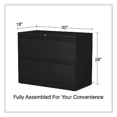 Alera Lateral File, 2 Legal/Letter-Size File Drawers, Black, 36" x 18.63" x 28" (ALEHLF3629BL)