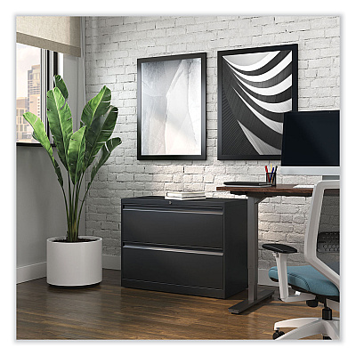 Alera Lateral File, 2 Legal/Letter-Size File Drawers, Black, 36" x 18.63" x 28" (ALEHLF3629BL)