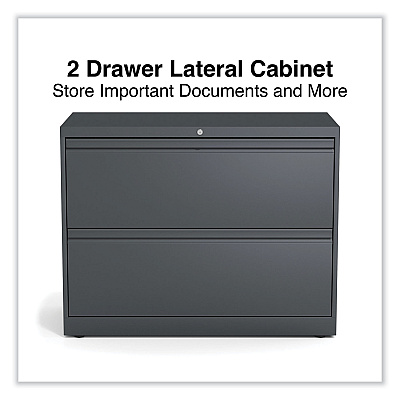 Alera Lateral File, 2 Legal/Letter/A4/A5-Size File Drawers, Charcoal, 36" x 18.63" x 28" (ALEHLF3629CC)