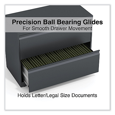 Alera Lateral File, 2 Legal/Letter/A4/A5-Size File Drawers, Charcoal, 36" x 18.63" x 28" (ALEHLF3629CC)