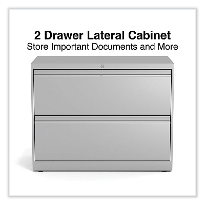 Alera Lateral File, 2 Legal/Letter-Size File Drawers, Light Gray, 36" x 18.63" x 28" (ALEHLF3629LG)