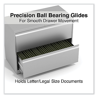 Alera Lateral File, 2 Legal/Letter-Size File Drawers, Light Gray, 36" x 18.63" x 28" (ALEHLF3629LG)