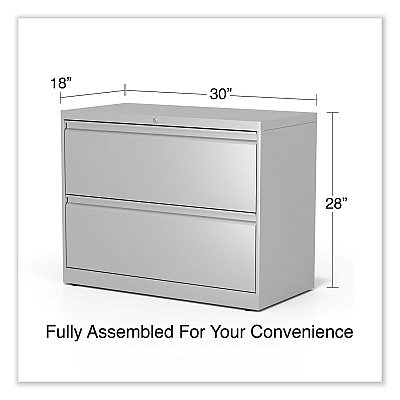 Alera Lateral File, 2 Legal/Letter-Size File Drawers, Light Gray, 36" x 18.63" x 28" (ALEHLF3629LG)