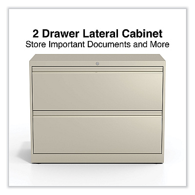 Alera Lateral File, 2 Legal/Letter-Size File Drawers, Putty, 36" x 18.63" x 28" (ALEHLF3629PY)