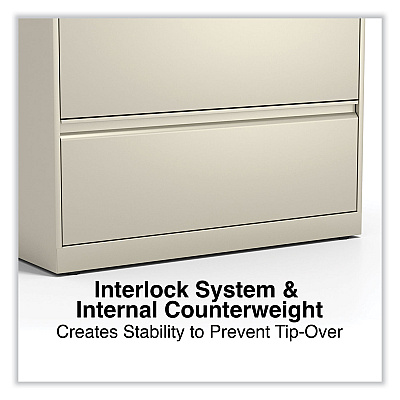 Alera Lateral File, 2 Legal/Letter-Size File Drawers, Putty, 36" x 18.63" x 28" (ALEHLF3629PY)