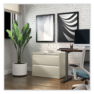 Alera Lateral File, 2 Legal/Letter-Size File Drawers, Putty, 36" x 18.63" x 28" (ALEHLF3629PY)
