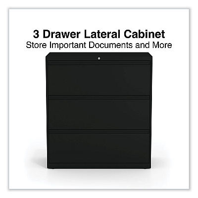 Alera Lateral File, 3 Legal/Letter/A4/A5-Size File Drawers, Black, 36" x 18.63" x 40.25" (ALEHLF3641BL)