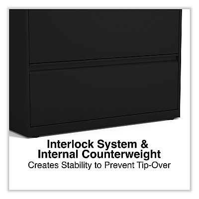 Alera Lateral File, 3 Legal/Letter/A4/A5-Size File Drawers, Black, 36" x 18.63" x 40.25" (ALEHLF3641BL)