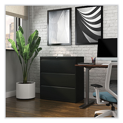 Alera Lateral File, 3 Legal/Letter/A4/A5-Size File Drawers, Black, 36" x 18.63" x 40.25" (ALEHLF3641BL)