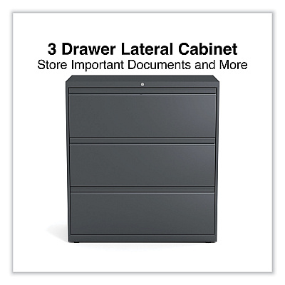 Alera Lateral File, 3 Legal/Letter/A4/A5-Size File Drawers, Charcoal, 36" x 18.63" x 40.25" (ALEHLF3641CC)