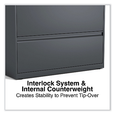 Alera Lateral File, 3 Legal/Letter/A4/A5-Size File Drawers, Charcoal, 36" x 18.63" x 40.25" (ALEHLF3641CC)