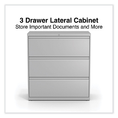 Alera Lateral File, 3 Legal/Letter/A4/A5-Size File Drawers, Light Gray, 36" x 18.63" x 40.25" (ALEHLF3641LG)