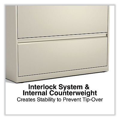 Alera Lateral File, 3 Legal/Letter/A4/A5-Size File Drawers, Putty, 36" x 18.63" x 40.25" (ALEHLF3641PY)