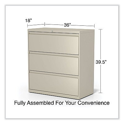 Alera Lateral File, 3 Legal/Letter/A4/A5-Size File Drawers, Putty, 36" x 18.63" x 40.25" (ALEHLF3641PY)