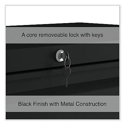 Alera Lateral File, 4 Legal/Letter-Size File Drawers, Black, 36" x 18.63" x 52.5" (ALEHLF3654BL)