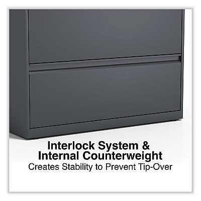 Alera Lateral File, 4 Legal/Letter/A4/A5-Size File Drawers, Charcoal, 36" x 18.63" x 52.5" (ALEHLF3654CC)