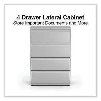 Alera Lateral File, 4 Legal/Letter-Size File Drawers, Light Gray, 36" x 18.63" x 52.5" (ALEHLF3654LG)