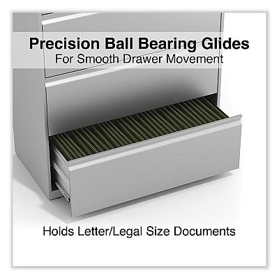 Alera Lateral File, 4 Legal/Letter-Size File Drawers, Light Gray, 36" x 18.63" x 52.5" (ALEHLF3654LG)