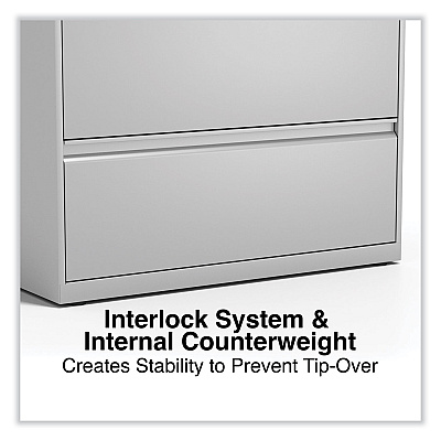 Alera Lateral File, 4 Legal/Letter-Size File Drawers, Light Gray, 36" x 18.63" x 52.5" (ALEHLF3654LG)