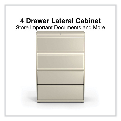 Alera Lateral File, 4 Legal/Letter-Size File Drawers, Putty, 36" x 18.63" x 52.5" (ALEHLF3654PY)