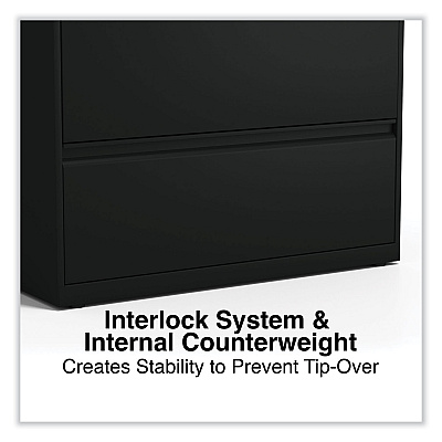 Alera Lateral File, 5 Legal/Letter/A4/A5-Size File Drawers, Black, 36" x 18.63" x 67.63" (ALEHLF3667BL)