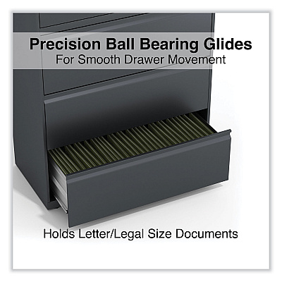Alera Lateral File, 5 Legal/Letter/A4/A5-Size File Drawers, Charcoal, 36" x 18.63" x 67.63" (ALEHLF3667CC)